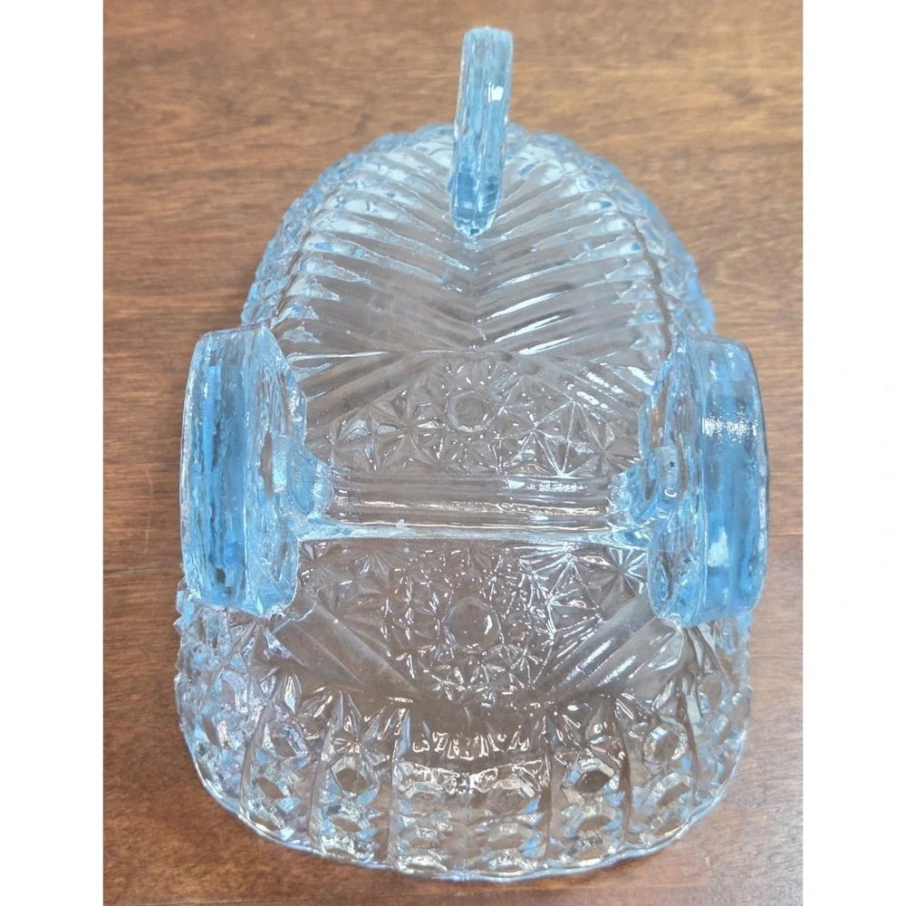 Vintage‎ McKee Glass Daisy and Button Aqua  Blue Baby Carriage or Coach Bowl